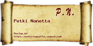 Petki Nanetta névjegykártya